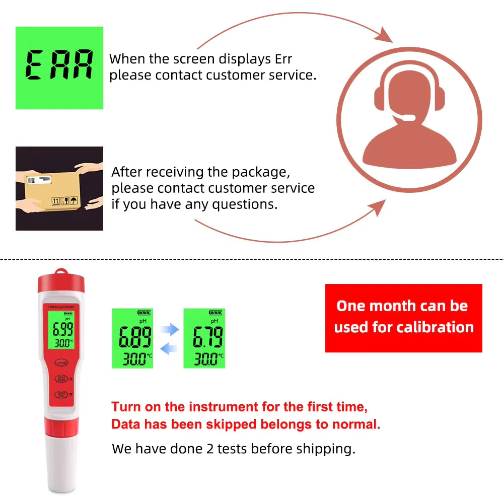 4 in 1 Digital PH EC Meter LCD Tester Pocket Hydroponics Aquarium Water Test Pen