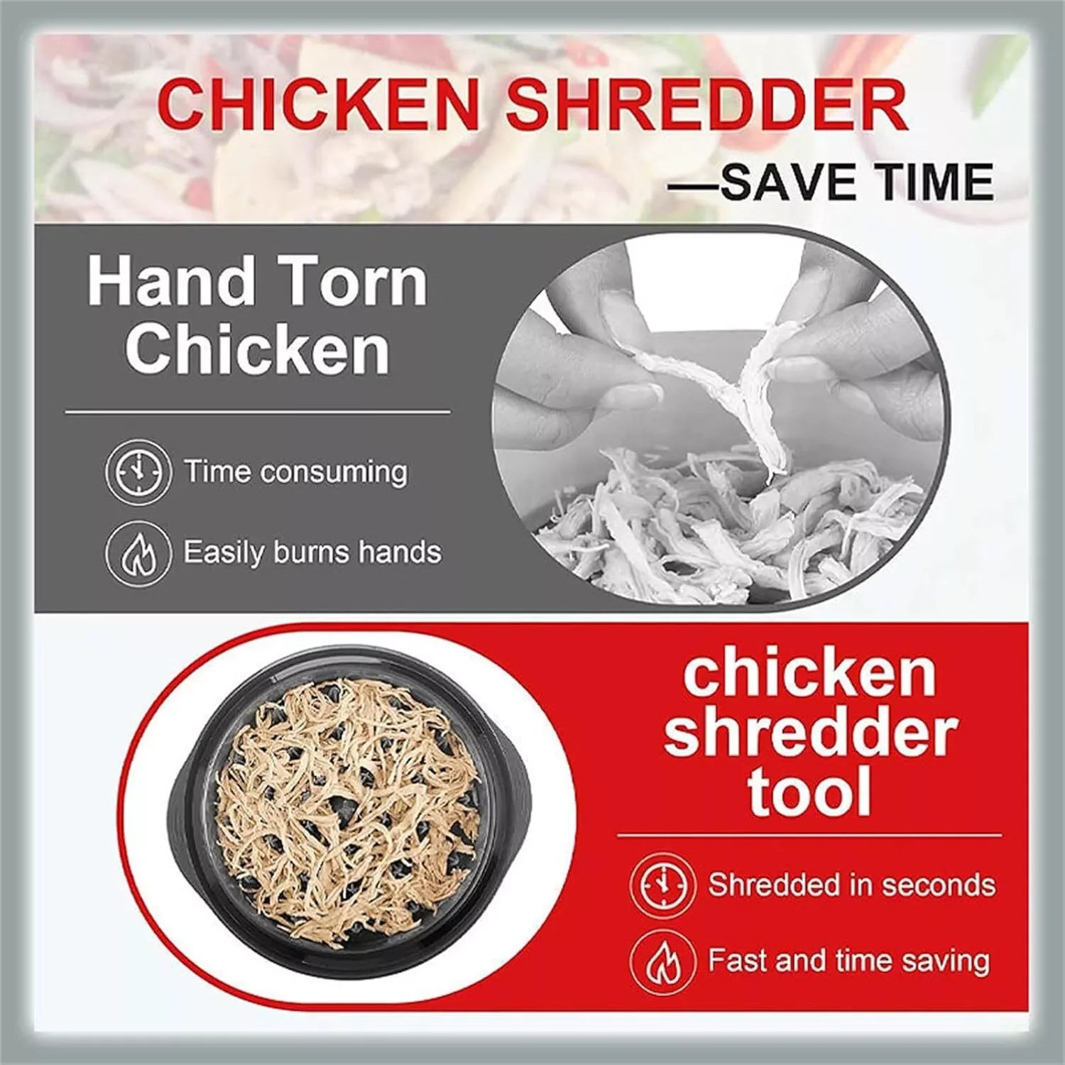 Large Chicken Shredder Tool Twist Meat Shredding Grinder Handles Non-Slip No BPA