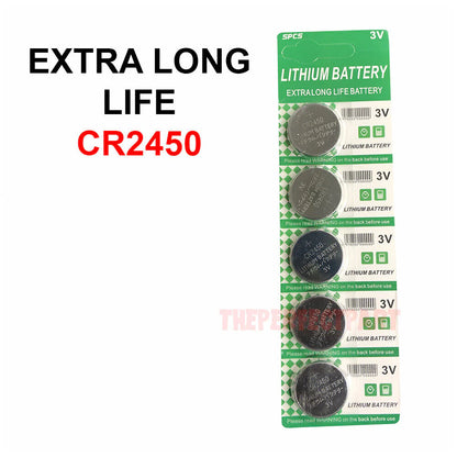 5 PACK Super Fresh Long CR2450 ECR 2450 3V LITHIUM Coin Cell Battery Exp. 2029