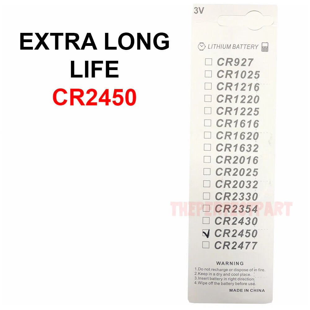 5 PACK Super Fresh Long CR2450 ECR 2450 3V LITHIUM Coin Cell Battery Exp. 2029