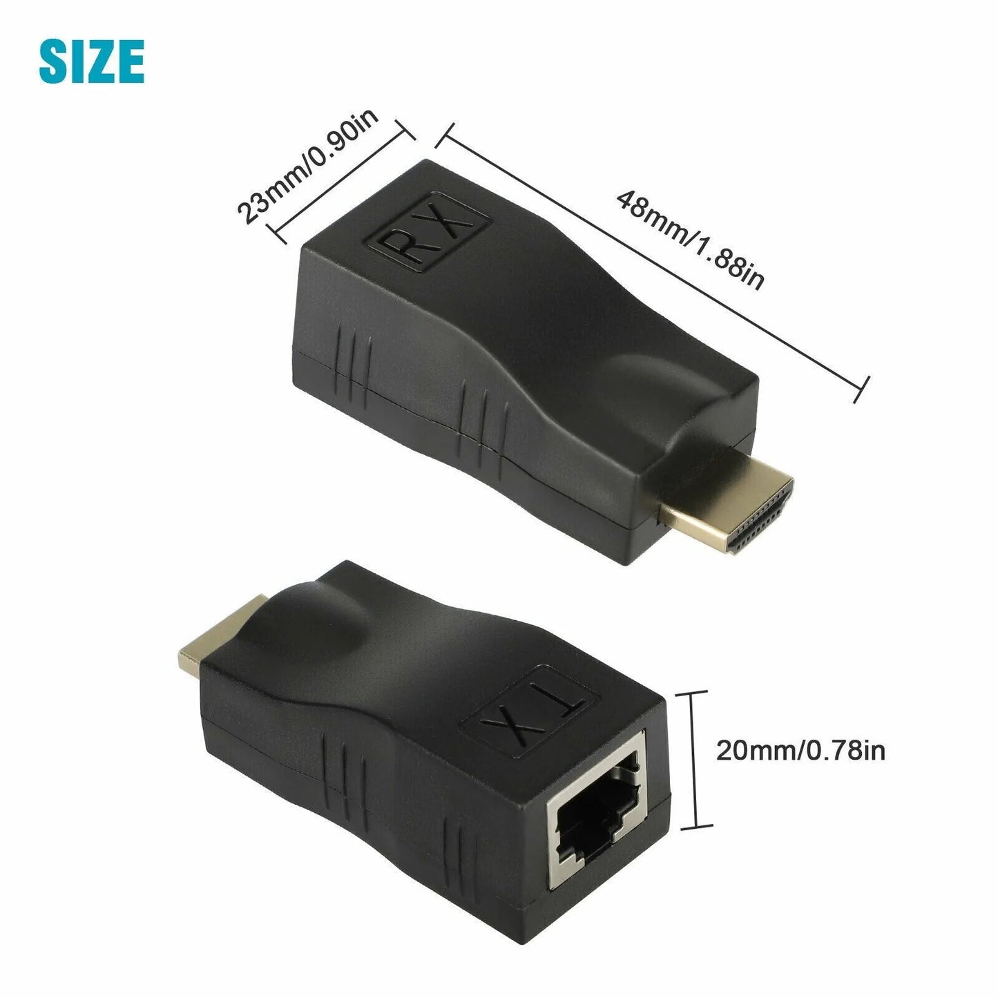 4K 1080P HDMI Extender to RJ45 over Cat 5E/6 Network LAN Ethernet Adapter 2PCS