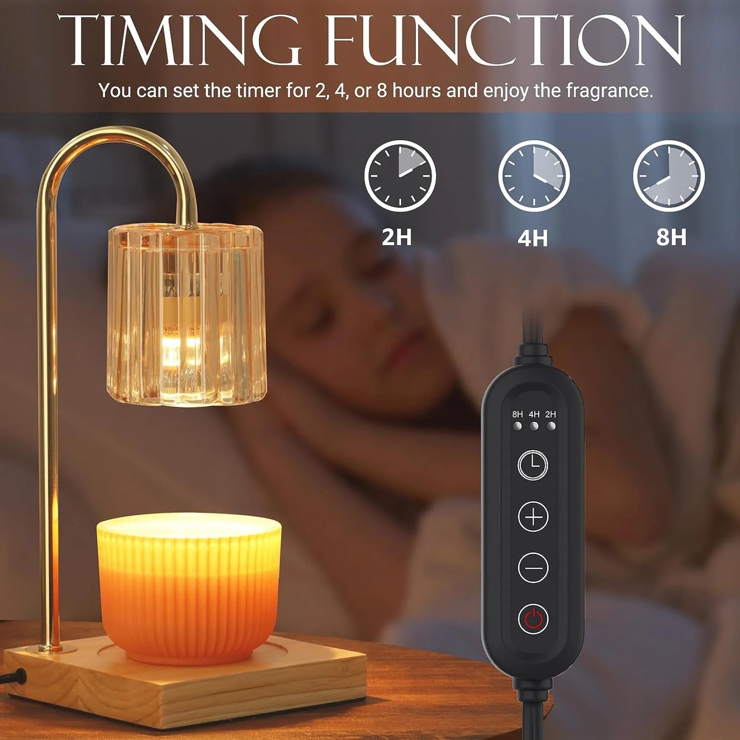 Candle Warmer Lamp as a Present with Timer & Dimmer,Mothers Day Gifts for Mom Electric Candle Melter Top Melting, Crystal Glass Candle Heater Lamp for Scented Wax with 2 Bulbs