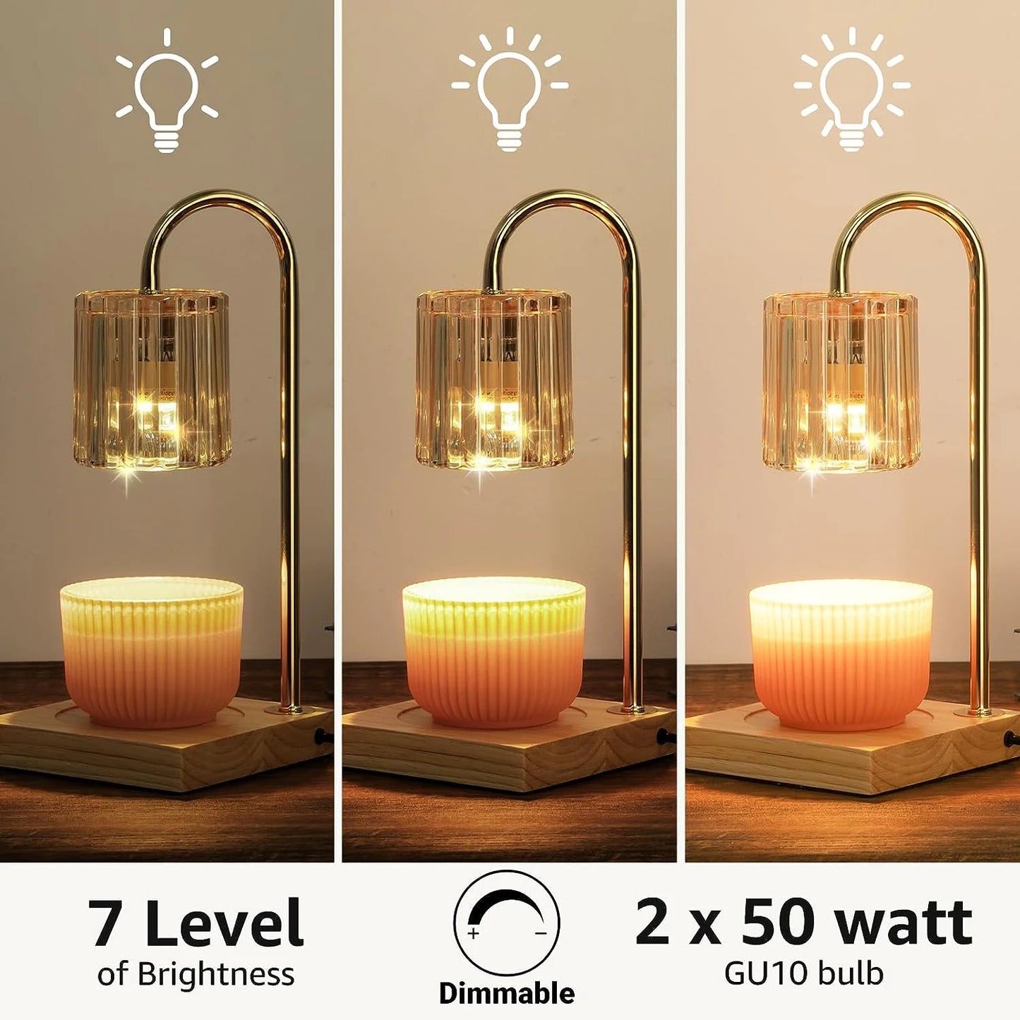 Candle Warmer Lamp as a Present with Timer & Dimmer,Mothers Day Gifts for Mom Electric Candle Melter Top Melting, Crystal Glass Candle Heater Lamp for Scented Wax with 2 Bulbs